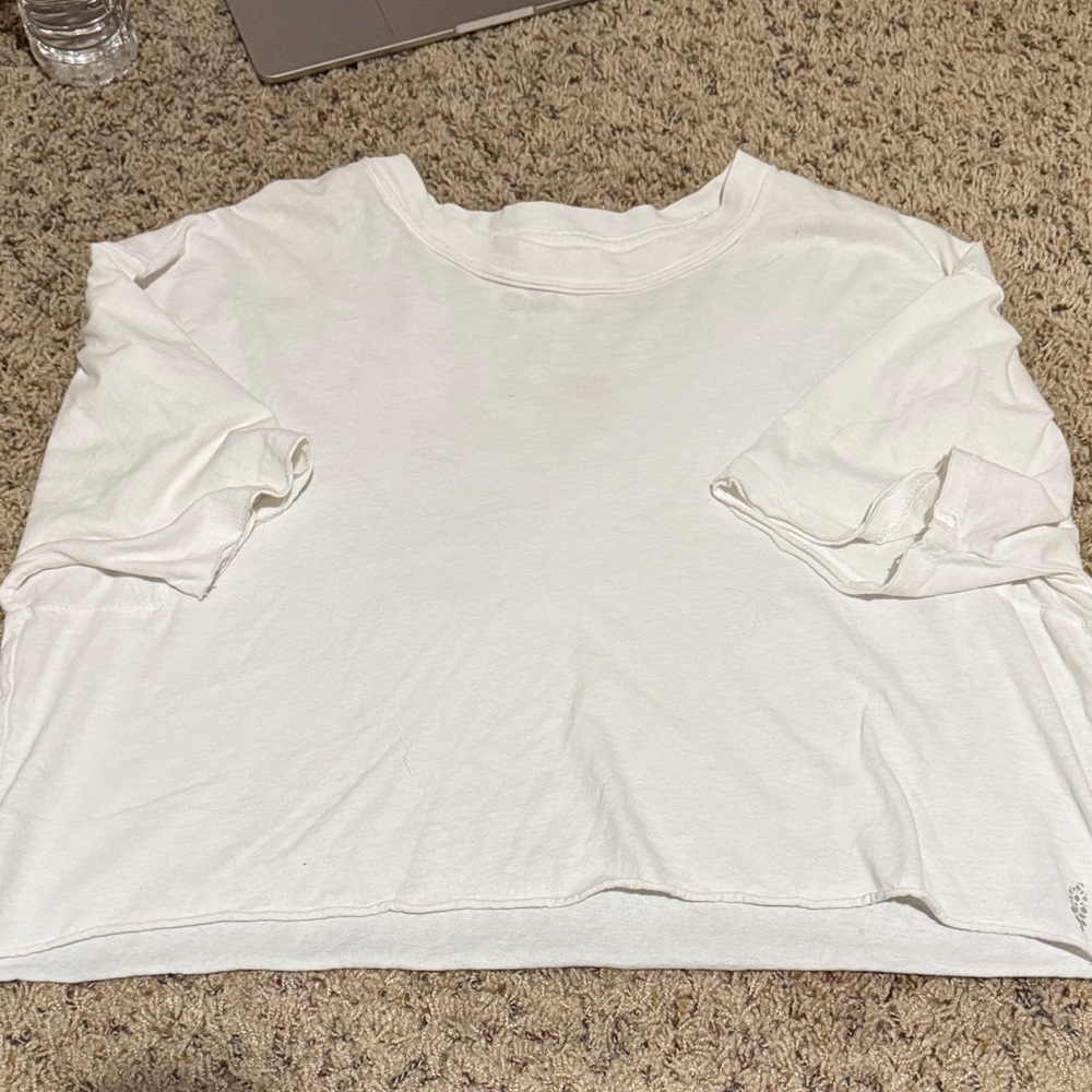 free people movement white short sleeve crop top